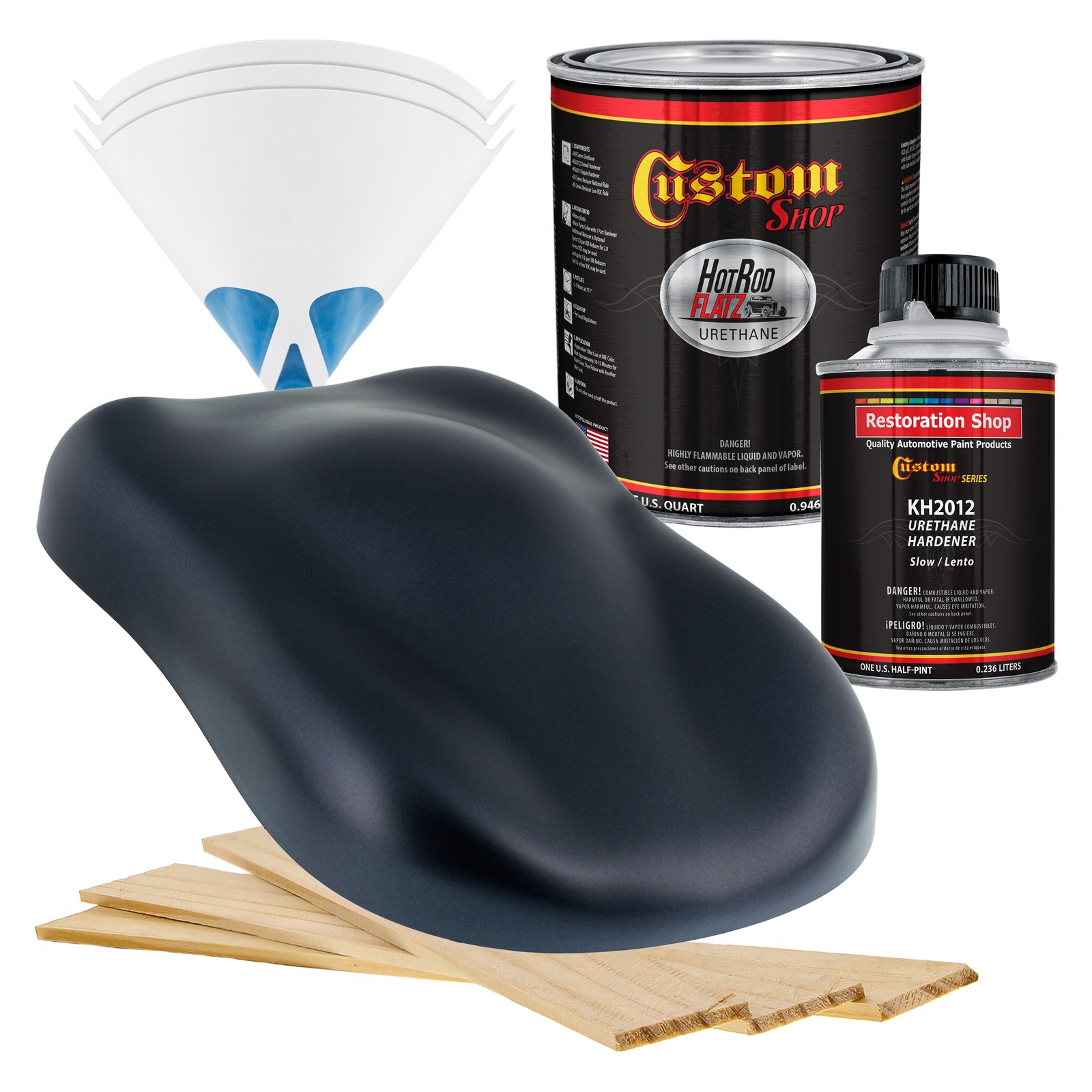 Midnight Blue Pearl Hot Rod Flatz Urethane Auto Paint Quart Kit
