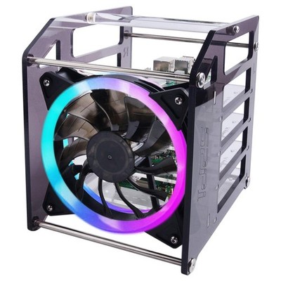 GeeekPi Raspberry Pi Cluster Case 4B/3B+/3B/2B B+ Jetson Nano 5V RGB Fan