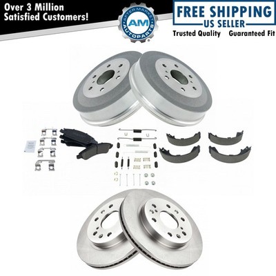 Front Ceramic Brake Pad Rotor Rear Drum Shoe & Hardware Kit for GM Pickup Truck