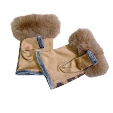 Warm Mittens Faux Rabbit Furs Suedes Leather Gloves Leopard Print Typing Gloves
