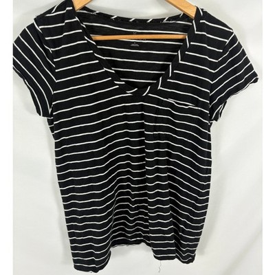 Caslon Black White Stripe Tshirt Size Medium