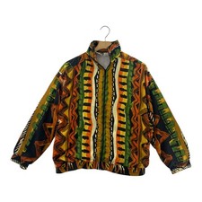 Kaktus Abstract Geometric Print Zip Up Track Jacket Windbreaker Size M