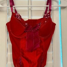 Women's Red Corset Lingerie Top with Pink Details