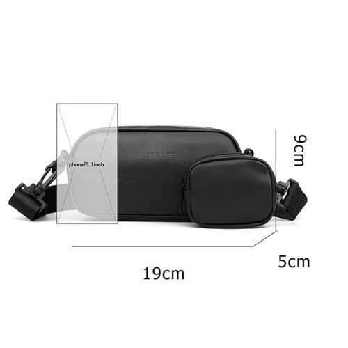 Black Chest Bag PU Leather Single Shoulder Mother Bag Crossbody Bag Unisex - Picture 2 of 6
