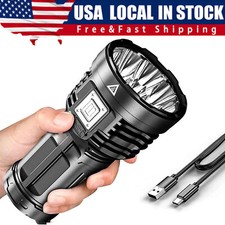Super Bright 12000000LM Torch 8 LED Flashlight USB Rechargeable Tactical lights
