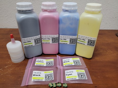 (200g/150g) 4 Color Toner Refill for Brother TN-810, TN810 (TN-810XL) + 4 Chips - Picture 1 of 22