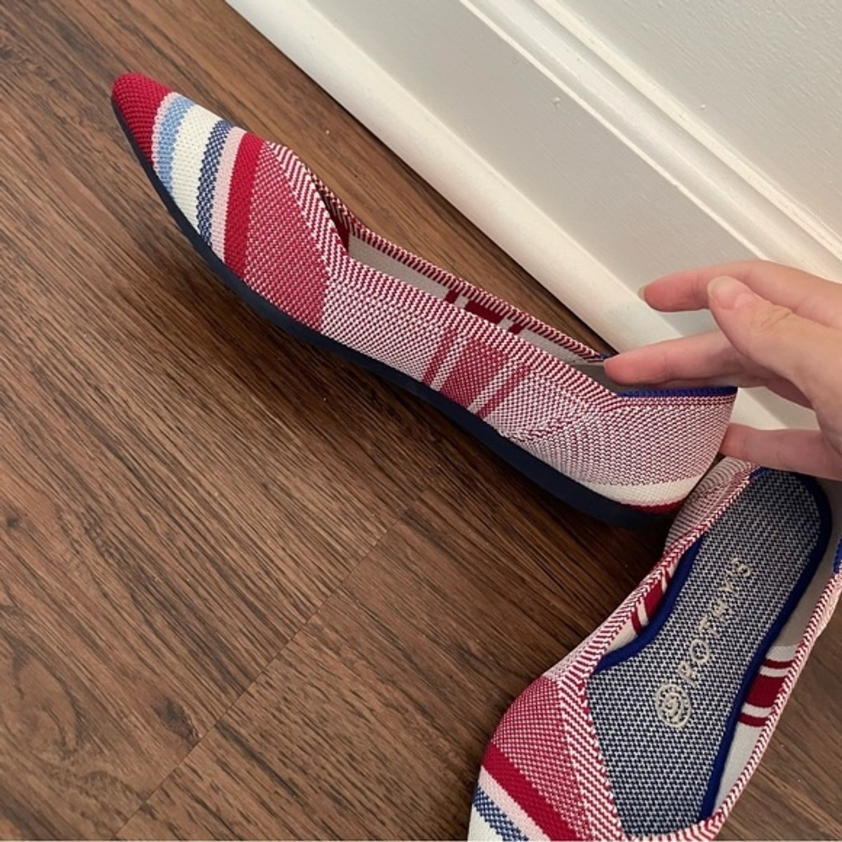 rothys red varsity stripe