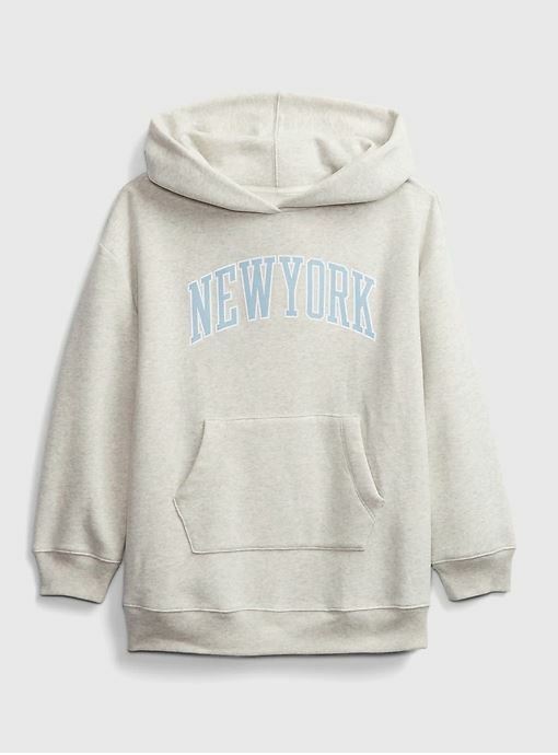 GAP Kids Girl Gray New York Logo Oversized Tunic Pocket