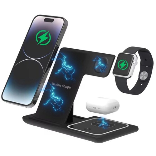 Wireless Charger 15W Fast Charging Station Pad for Apple Watch iPhone AirPods - Picture 5 of 8