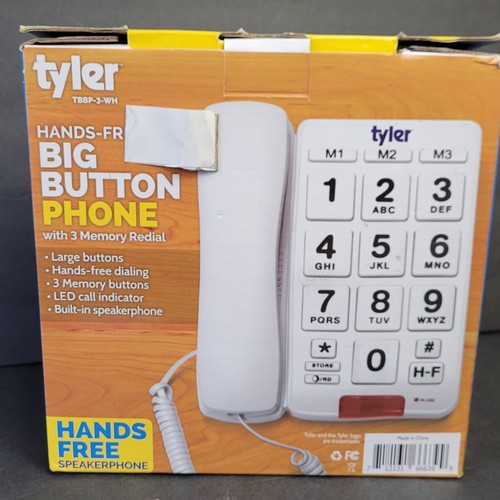 Tyler TBBP-3-WH Manos Libres Botón Grande Teléfono con Cable con Altavoz LED Blanco - Imagen 2 de 7