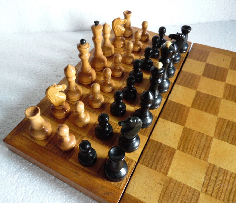 Soviet wooden chess board medium size - 40 cm vintage foldin - Inspire  Uplift