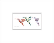 3 HUMMINGBIRDS by Heiltsuk artist Ben Houstie - 11" x 14" Matted art print