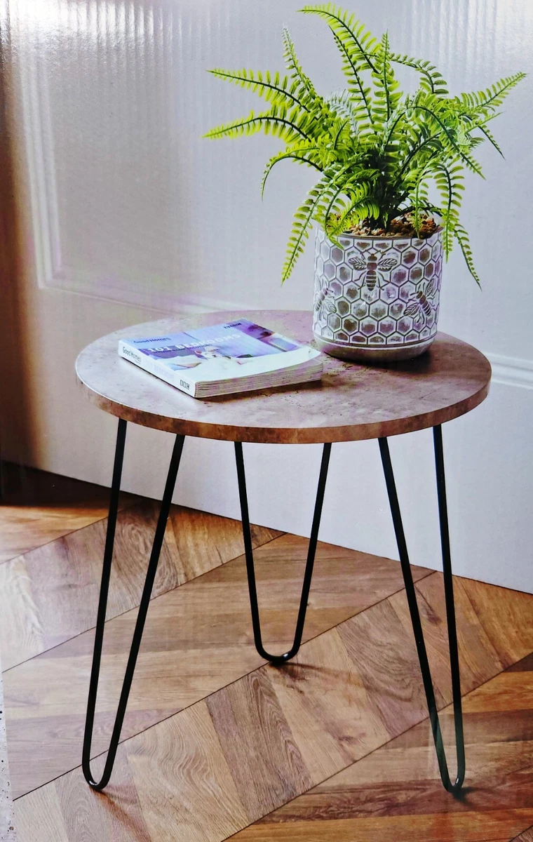 End table with black metal legs deals