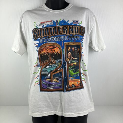 Summernats 2008 21St Anniversary Graphic T-Shirt Mens M White/Blue 52/72 - Picture 1 of 8