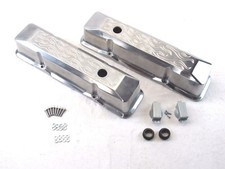 Small Block Chevy 350 383 Tall Flame Aluminum Valve Covers Polished E41015p