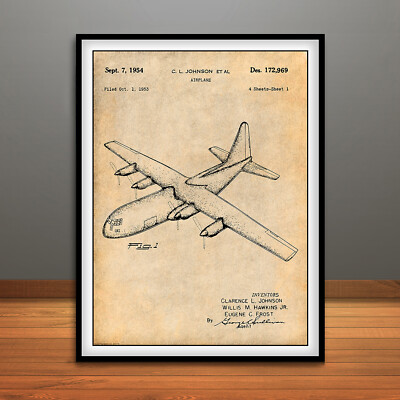 1953 Lockheed C-130 Hercules Transport Aircraft Patent Print Poster