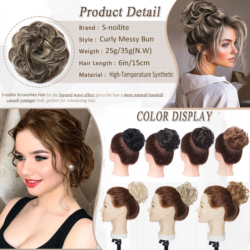 100% Wie Echthaar Dutt Haargummi Lockig Extensions Haarteil Messy Bun Haarknoten - Bild 4 von 4