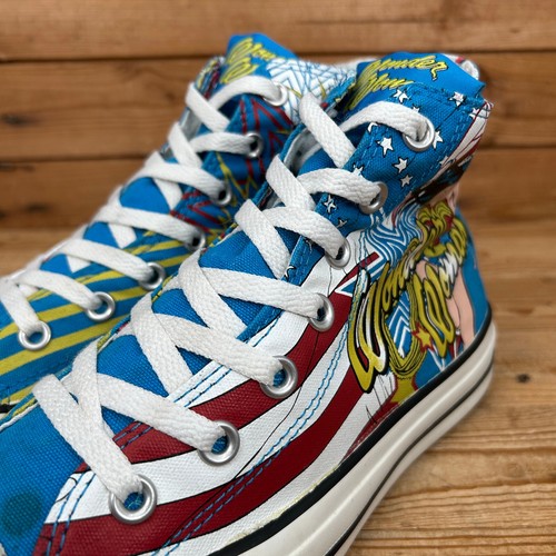 Converse Trainers Womens Size UK 6 All Star Blue Wonder Woman DC Comics Print - Picture 9 of 13