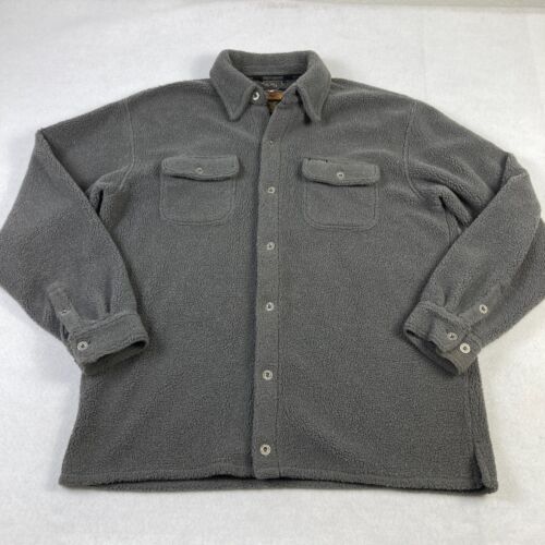 Harley Davidson Fleece Button Up Jacket Mens XL Gray Embroidered Biker Patch