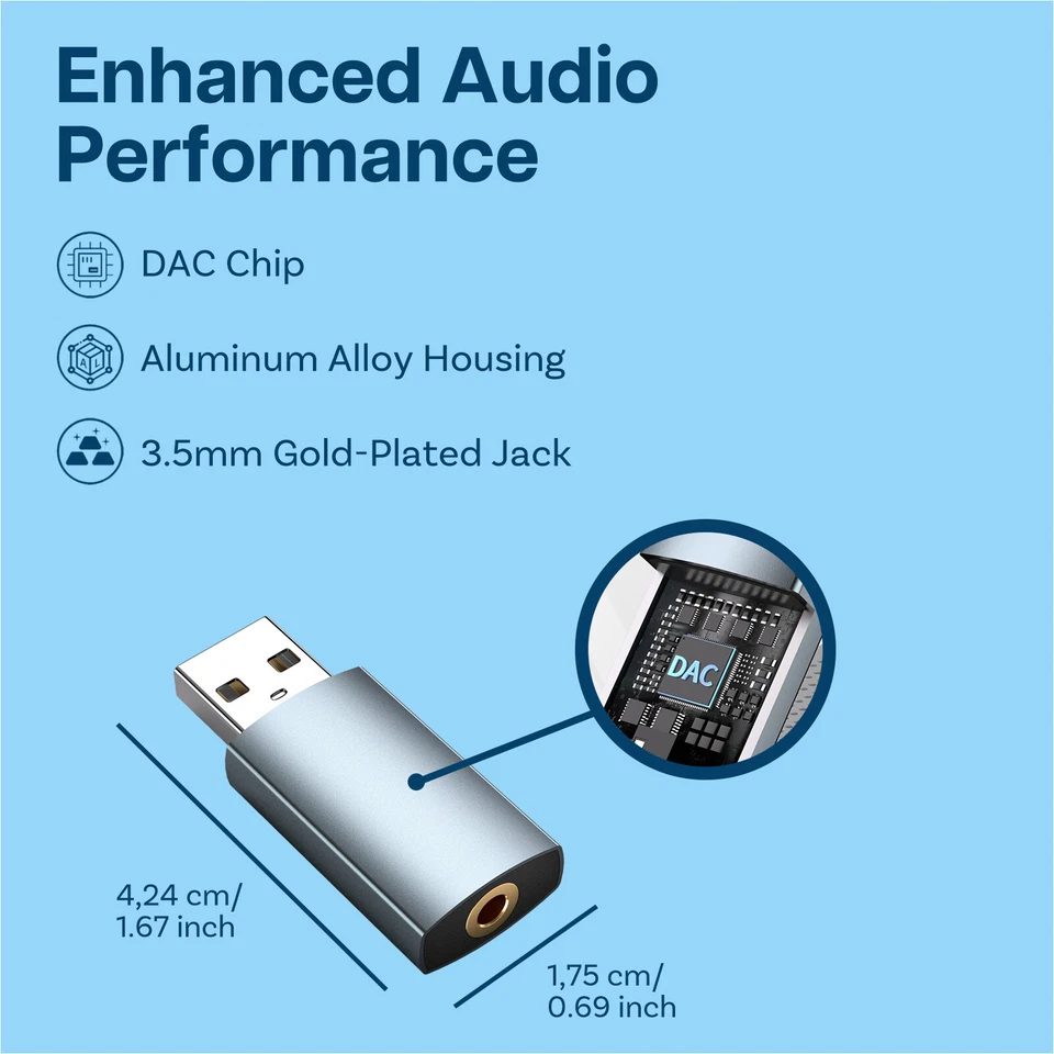 USB auf 3,5mm Aux Stereo Adapter  – USB auf 3,5mm Aux Audio Konverter Adapter - Bild 3 von 4