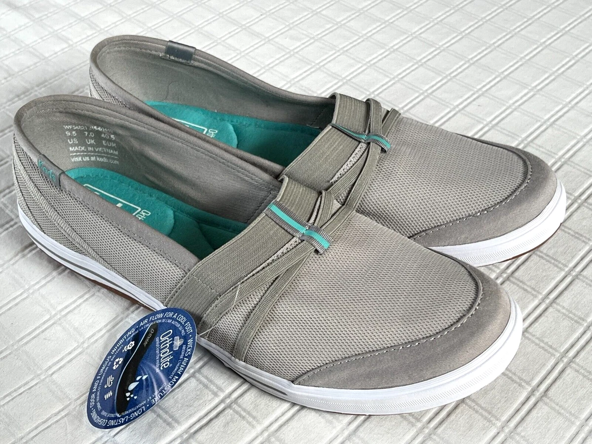 Keds Ortholite Slip On Sneakers Gray Turquoise NEW w Tags Sz 9.5M