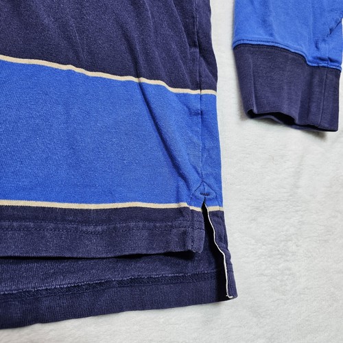 Vtg 90's Lands End Rugby Shirt Mens XL Navy Blue White Striped Grunge Casual - Picture 7 of 11