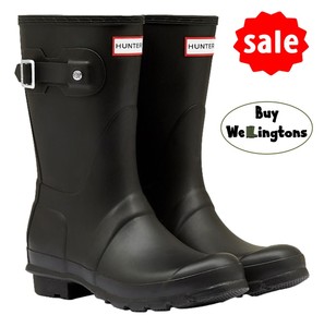 Señoras Corto Hunter Wellies Wellington de venta Botas Negras Talla 5 Nuevo  En Caja | eBay