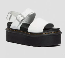 Dr. Doc Martens Women's Voss Leather Strap Platform Sandals White NWOT Sz 9 Y2K