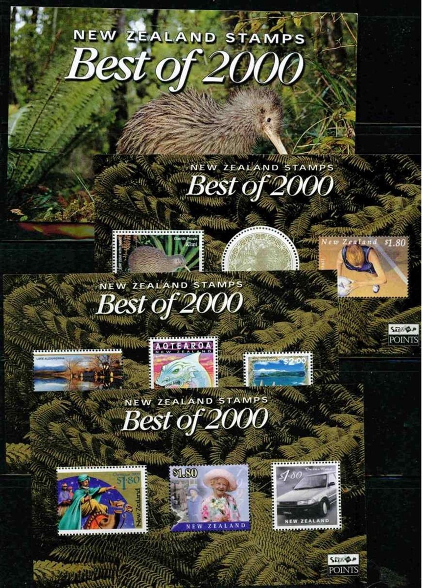 NEW ZEALAND BEST OF 2000 STAMP ON STAMP 3 SHEETS STAMPS ON STAMPS
