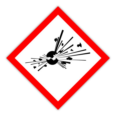 Aufkleber GHS01 Explosion Gefahr Warnung Hinweis Wiederladen Munition Pulver