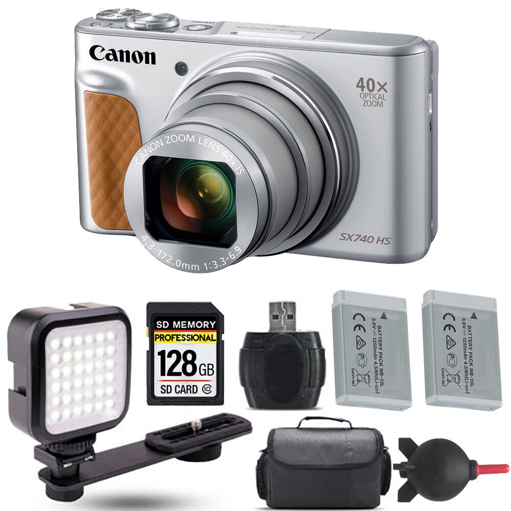 Canon PowerShot SX740 HS Digital Camera &lpar;Silver&rpar; &plus; Extra Battery &plus;LED - 16GB Kit