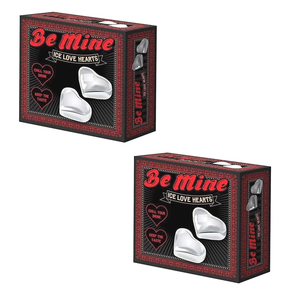 4x Edelstahl Eiswürfel Herzform | Kühlwürfel Kühlsteine | Whisky Getränke Steine