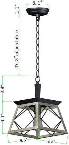 Q&S Farmhouse Pendant Light Fixture, Vintage Pendant Light Chandelier - 第 3/9 張圖片