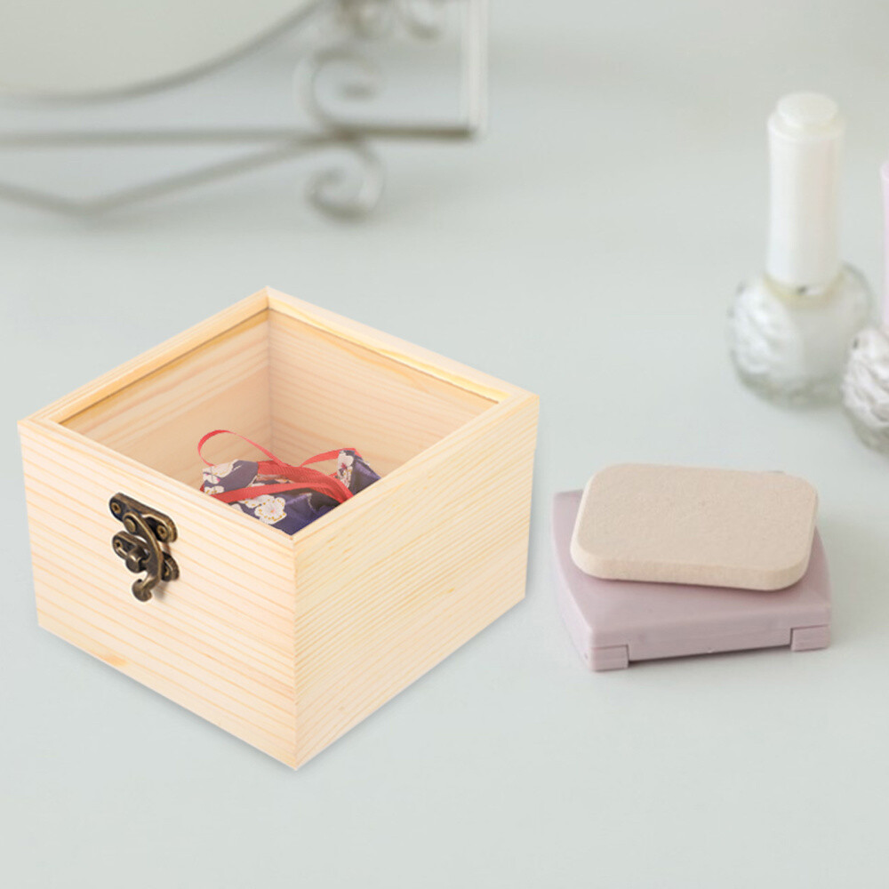 Pine Wood Jewelry Box with Transparent Lid and Gift Box Cover eBay