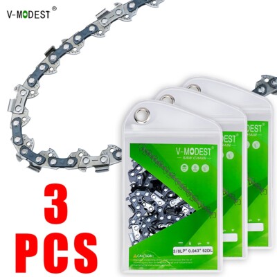 3-Pack 14 Inch Chainsaw Chain 3/8'' LP-.043''Gauge-52DL Fit Echo/Ryobi/Skil etc.