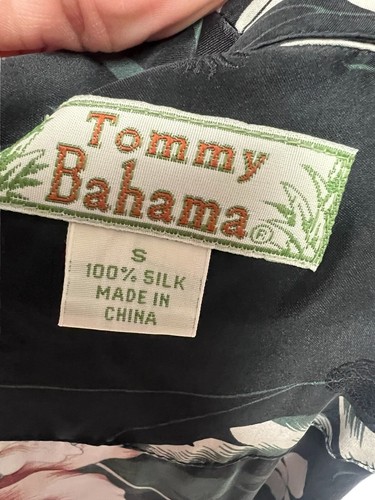 Vtg Tommy Bahama Black & Pink Tropical Floral 100% Silk Tie Robe Pockets Small - Picture 6 of 9