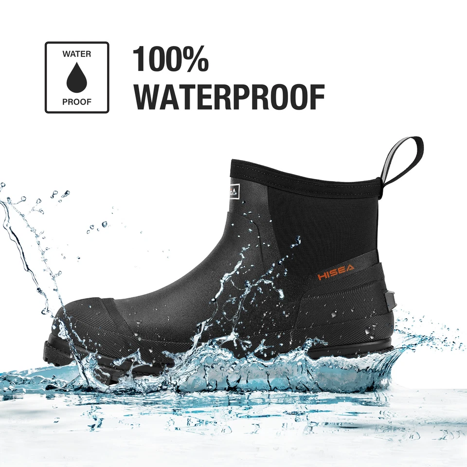 HISEA Men Chelsea Rain Boots Waterproof Garden Yard Mud Work Booties Black-US 9 - Image 3 of 4