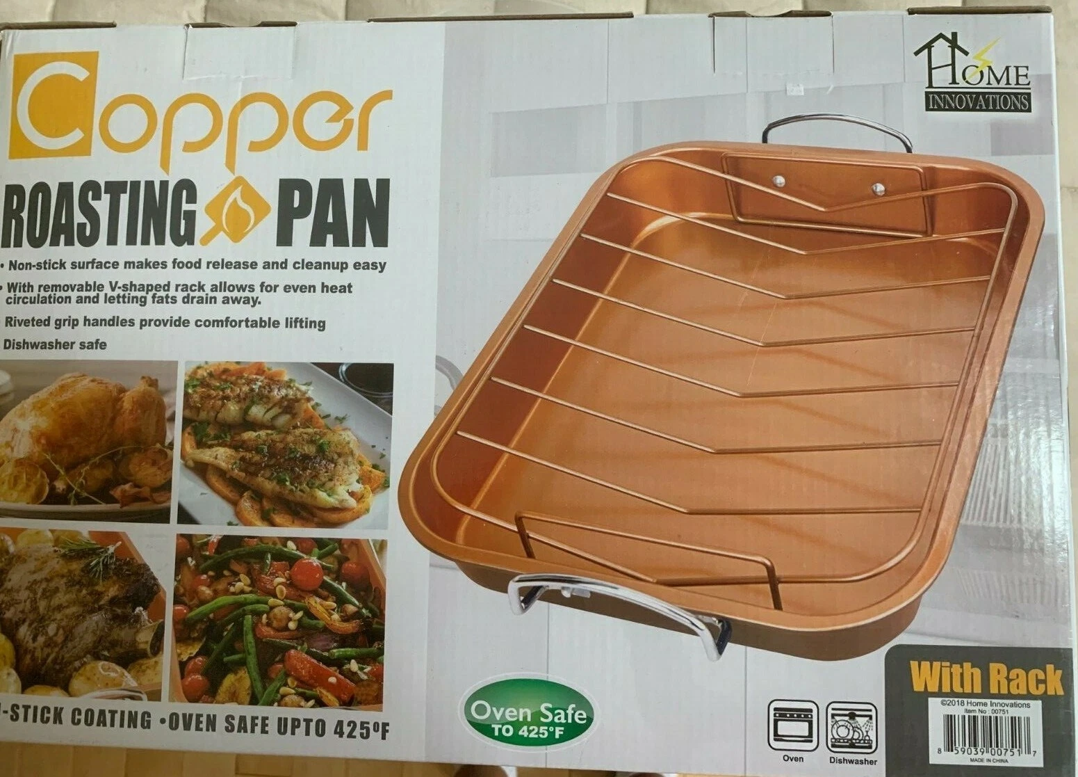 Copper Roasting Pan with Nonstick Rack, NEW IN Bo