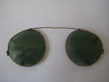antique gold brass frame green SPECTACLES sun glasses steampunk wire pince nez