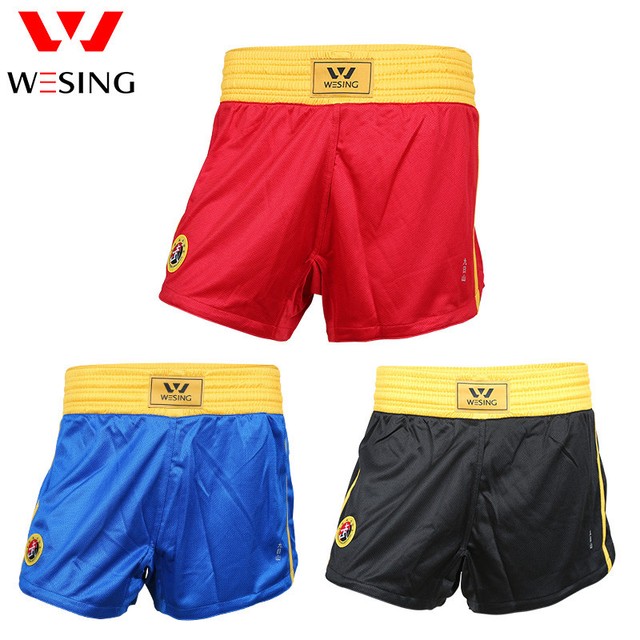 Wesing men Sanda wushu shorts blue red colors Martial Arts competition