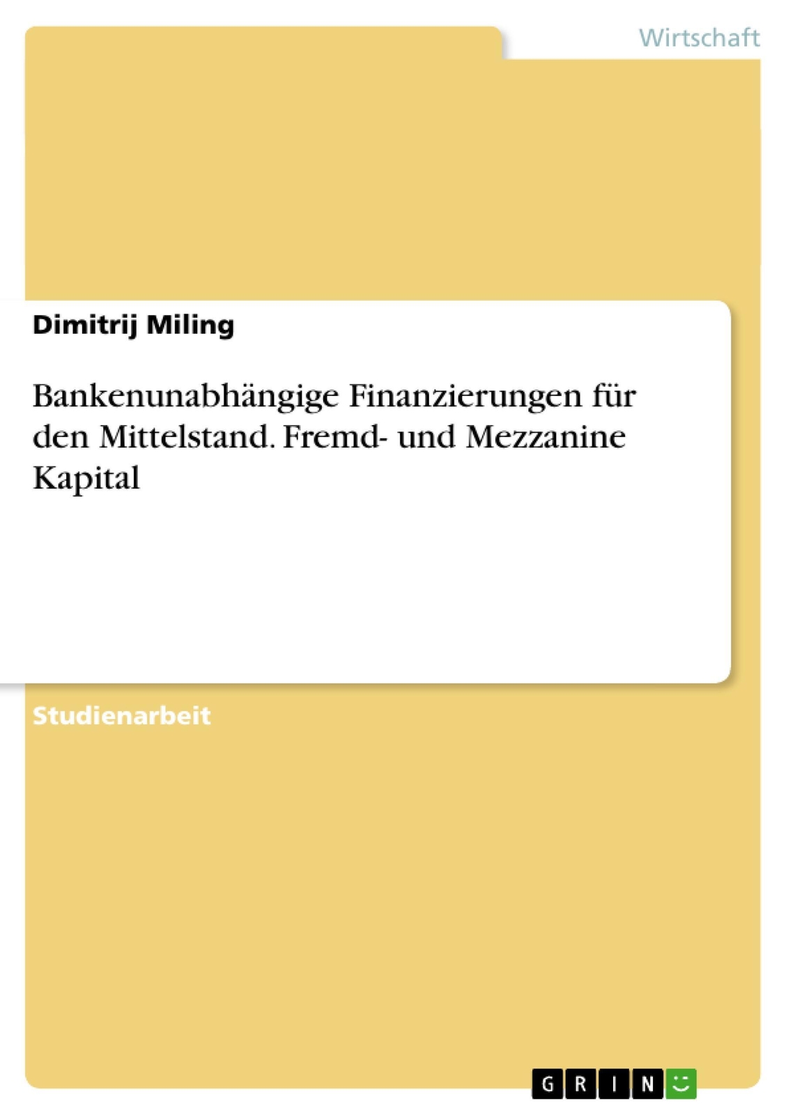 Dimitrij Miling | Bankenunabhängige Finanzierungen Für Den