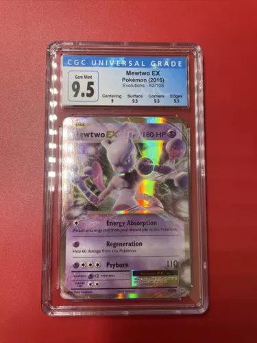 Mewtwo EX 52/108 Graded CGC 9.5 XY Evolutions Rare Holo Gem Mint Pokemon 2016