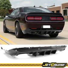 Fits 15-23 Dodge Challenger V3 Type Rear Bumper Lip Diffuser Carbon Fiber Print