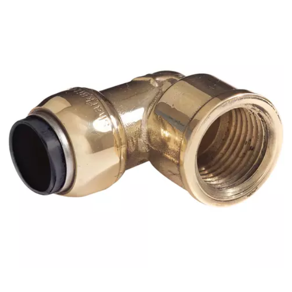 15mm 90° Degree Female Brass Elbow Push Fit Sharkbite - SB121515F (like Tectite)