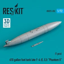 610 Gal Fuel Tank Late F-4 Phantom II (E,EJ) 1/72 3D ResKit RSU72-0252