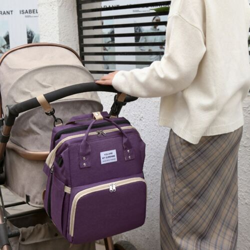 Foldable Large Mummy Bag Baby Bed Backpack Maternity Nappy Diaper Milk AU STOCK - Picture 5 of 18