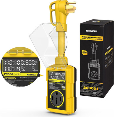 RV Surge Protector 50 Amp, Power Surge Voltage Protection 20000J | Auto Shut Off