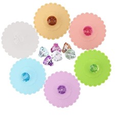 6pcs Silicone Cup Lids Coffee, Creative Diamond Flexible Mug Cover Food Grade...