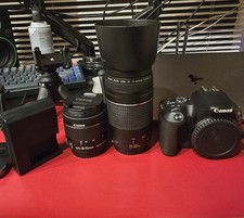 Canon EOS Rebel SL2, 2 lenses, carry bag, battery