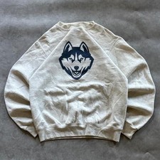 Vintage 2000s Champion UConn Huskies Crewneck Sweatshirt Cream Blue Small
